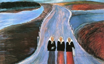 マリアンヌ・フォン・ウェレフキン Painting - 道路上の女性たち マリアンヌ・フォン・ウェレフキン